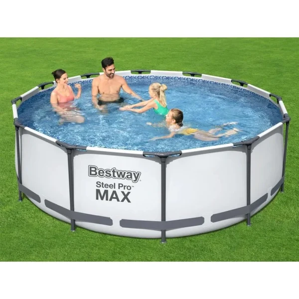 Piscina structura metalica, rotunda, pompa filtrare, scara, 366x100 cm, Bestway Steel Pro Max