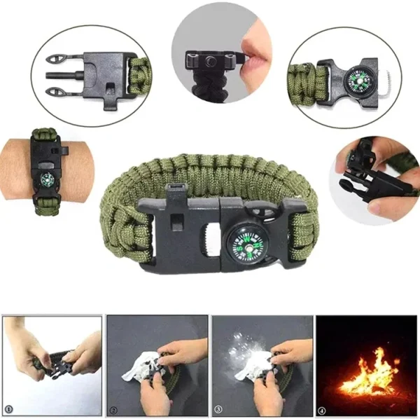 Kit complet de supravieturire 18-in-1 piese pentru camping, calatorii, offroad, ATV, SSV