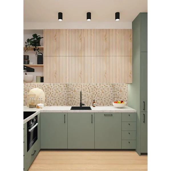 Panou decorativ, PVC, model mozaic, nuante portocaliu murdar, 96x48.5cm