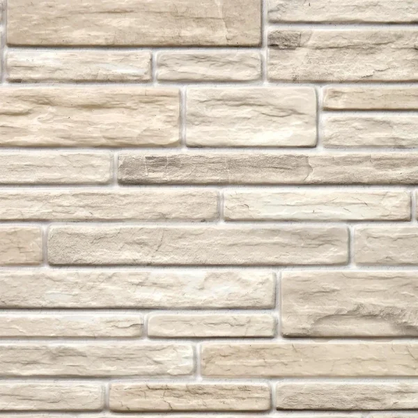 Panou decorativ, PVC, model piatra 3D, nuante crem, 96x48.5 cm