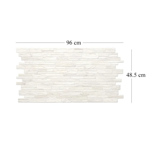 Panou decorativ, PVC, model piatra 3D, nuante crem, 96x48.5 cm