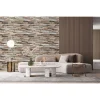 Panou decorativ, PVC, model piatra 3D, nuante maro si negru, 96x48.5cm