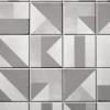 Panou decorativ, PVC, model marmura, geometric, alb si gri, 96x48.5cm