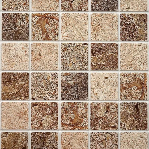 Panou decorativ, PVC, model mozaic, nuante maro murdar, 96x48.5cm
