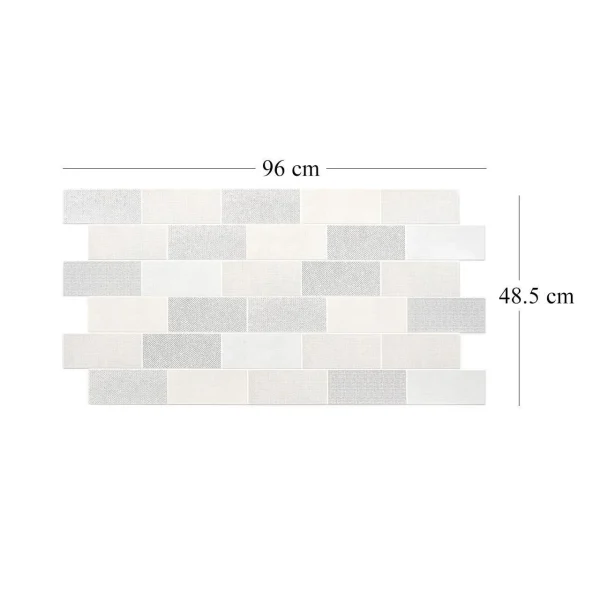 Panou decorativ, PVC, model textil 3D, nuante gri pastel, 96x48.5cm
