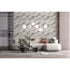 Panou decorativ, PVC, model textil 3D, nuante gri pastel, 96x48.5cm