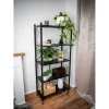 Raft depozitare, MagicHome, metalic, pliabil, pe roti, 5 polite, negru, max 250 kg, 72x34x163 cm