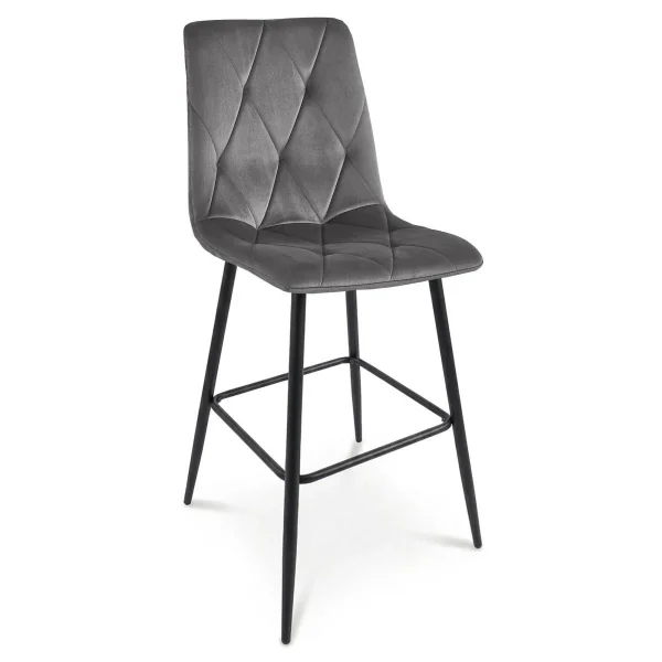 Scaun de bucatarie/bar, Artool, Libra, catifea gri inchis, picioare metal negru, 52x56x112 cm