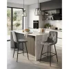 Scaun de bucatarie/bar, Artool, Libra, catifea gri inchis, picioare metal negru, 52x56x112 cm