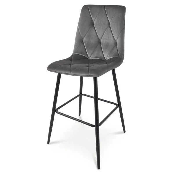 Scaun de bucatarie/bar, Artool, Libra, catifea gri inchis, picioare metal negru, 52x56x112 cm