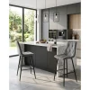 Scaun de bucatarie/bar, Artool, Libra, catifea gri inchis, picioare metal negru, 52x56x112 cm