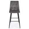 Scaun de bucatarie/bar, Artool, Libra, catifea gri inchis, picioare metal negru, 52x56x112 cm