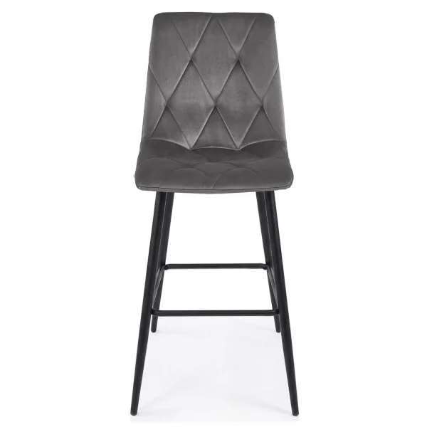 Scaun de bucatarie/bar, Artool, Libra, catifea gri inchis, picioare metal negru, 52x56x112 cm