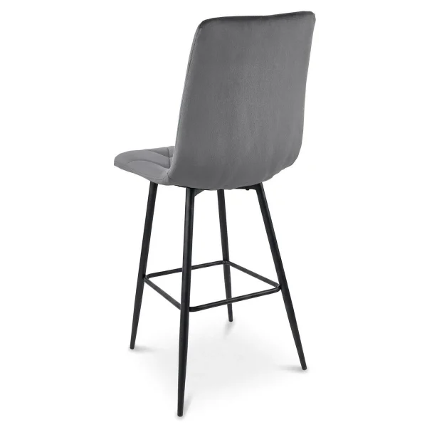 Scaun de bucatarie/bar, Artool, Libra, catifea gri inchis, picioare metal negru, 52x56x112 cm