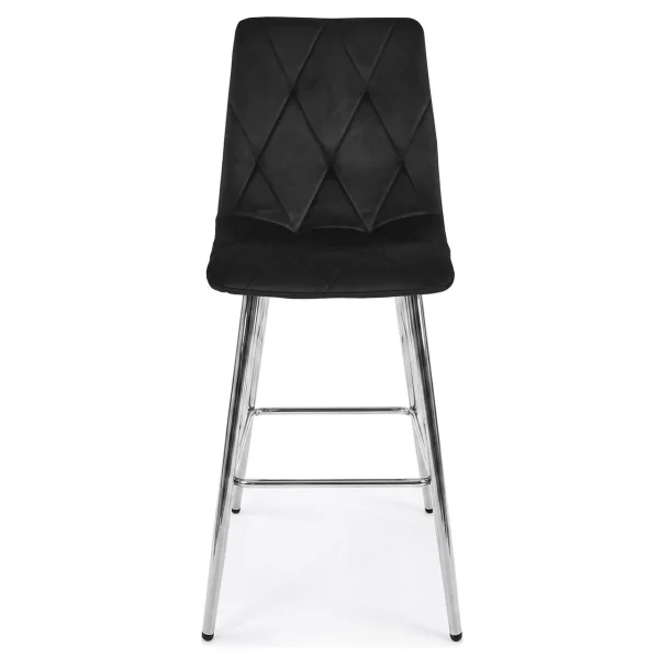 Scaun de bucatarie/bar, Artool, Libra, catifea neagra, picioare metal argintiu, 52x56x112 cm