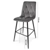 Scaun de bucatarie/bar, Artool, Libra, catifea neagra, picioare metal argintiu, 52x56x112 cm