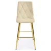 Scaun de bucatarie/bar, Artool, Libra, catifea bej deschis, picioare metal auriu, 52x56x112 cm