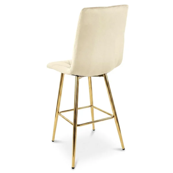 Scaun de bucatarie/bar, Artool, Libra, catifea bej deschis, picioare metal auriu, 52x56x112 cm