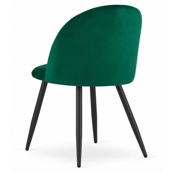 Scaun bucatarie/living, Artool, Bello, catifea verde, picioare metal negru, 46x42.5x76.5 cm