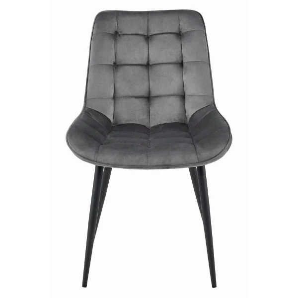 Scaun bucatarie/living, Artool, Bera, catifea, metal, gri si negru, 54x60x88 cm