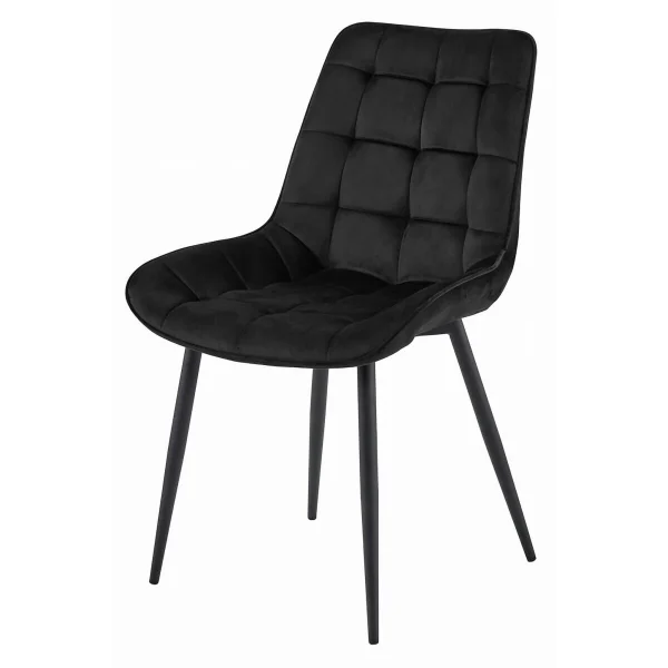 Scaun bucatarie/living, Artool, Bera, catifea, metal, negru, 54x60x88 cm