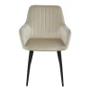 Scaun stil fotoliu bucatarie/living, Artool, Solden, catifea bej, picioare metal negru, 55x45.5x83.5 cm