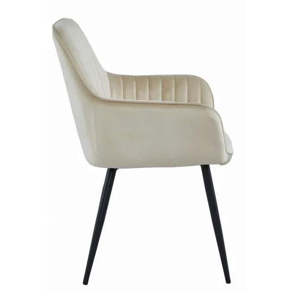Scaun stil fotoliu bucatarie/living, Artool, Solden, catifea bej, picioare metal negru, 55x45.5x83.5 cm