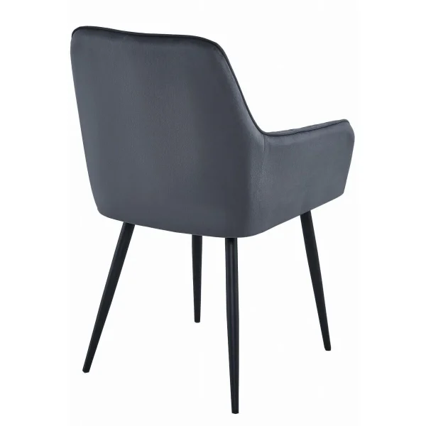 Scaun stil fotoliu bucatarie/living, Artool, Solden, catifea gri inchis, picioare metal negru, 55x45.5x83.5 cm