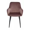Scaun stil fotoliu bucatarie/living, Artool, Solden, catifea roz, picioare metal negru, 55x45.5x83.5 cm