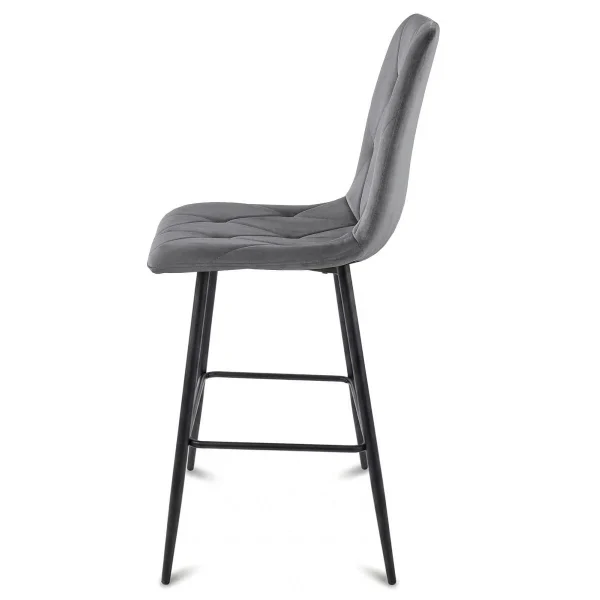 Scaun de bucatarie/bar, Artool, Libra, catifea gri inchis, picioare metal negru, 52x56x112 cm