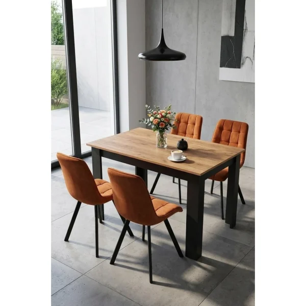 Set 4 scaune bucatarie/living, Artool, Cieza, catifea aramie, picioare metal negru, 49x60x87 cm