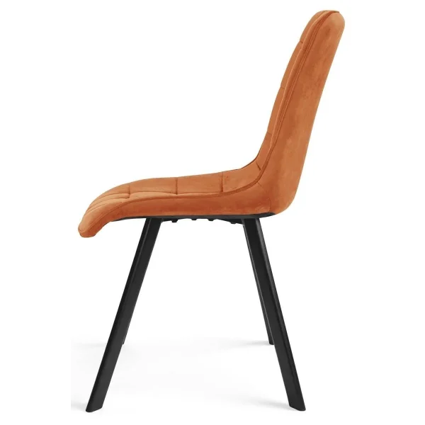 Set 4 scaune bucatarie/living, Artool, Cieza, catifea aramie, picioare metal negru, 49x60x87 cm