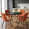 Set 4 scaune bucatarie/living, Artool, Cieza, catifea aramie, picioare metal negru, 49x60x87 cm