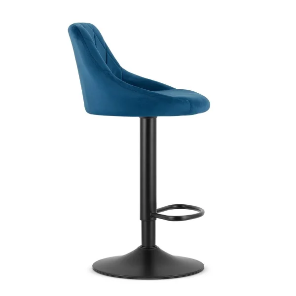 Scaun de bucatarie/bar, Artool, Kast, rotativ, catifea bleumarin, picior metal negru, 45.5x49x85-105 cm
