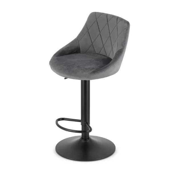 Scaun de bucatarie/bar, Artool, Kast, rotativ, catifea gri, picior metal negru, 45.5x49x85-105 cm