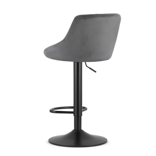 Scaun de bucatarie/bar, Artool, Kast, rotativ, catifea gri, picior metal negru, 45.5x49x85-105 cm