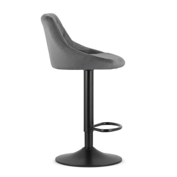 Scaun de bucatarie/bar, Artool, Kast, rotativ, catifea gri, picior metal negru, 45.5x49x85-105 cm
