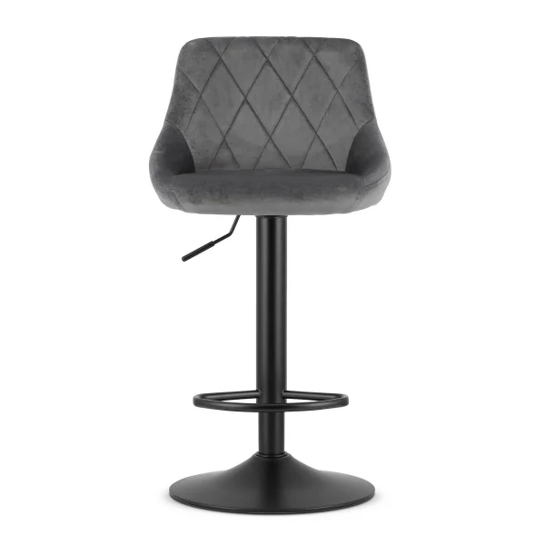 Scaun de bucatarie/bar, Artool, Kast, rotativ, catifea gri, picior metal negru, 45.5x49x85-105 cm