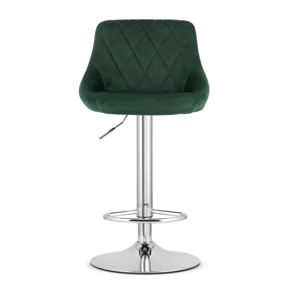 Scaun de bucatarie/bar, Artool, Kast, rotativ, catifea verde, picior metal argintiu, 45.5x49x85-105 cm