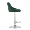 Scaun de bucatarie/bar, Artool, Kast, rotativ, catifea verde, picior metal argintiu, 45.5x49x85-105 cm