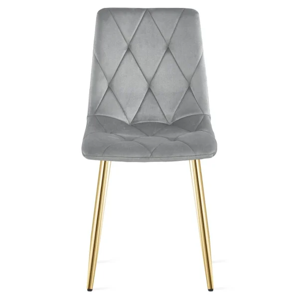 Scaun bucatarie/living, Artool, Libra, catifea gri deschis, picioare metal auriu, 45x54x86.5 cm