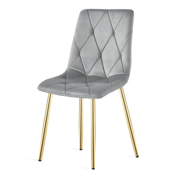 Scaun bucatarie/living, Artool, Libra, catifea gri deschis, picioare metal auriu, 45x54x86.5 cm