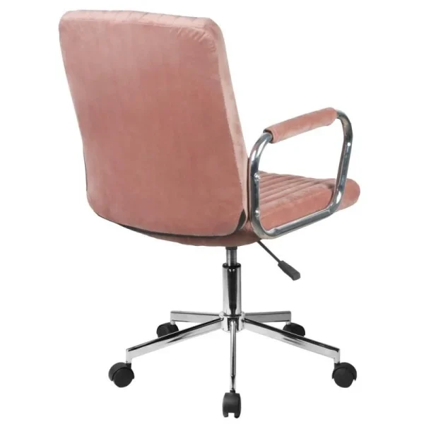 Scaun rotativ, catifea, roz, max 120 kg, 51x61x92/102 cm