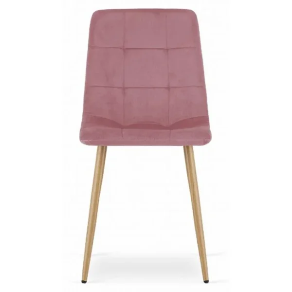 Scaun bucatarie/dining, Artool, Kara, catifea roz, picioare metal natur, 44.5x50.5x87 cm