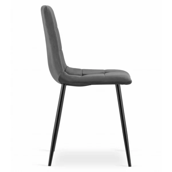 Scaun bucatarie/living, Artool, Kara, catifea gri, picioare metal negru, 44.5x50.5x87 cm