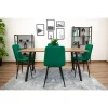 Scaun bucatarie/living, Artool, Kara, catifea verde, picioare metal negru, 44.5x50.5x87 cm
