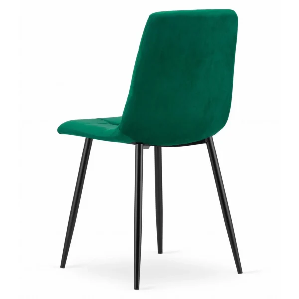 Scaun bucatarie/living, Artool, Kara, catifea verde, picioare metal negru, 44.5x50.5x87 cm