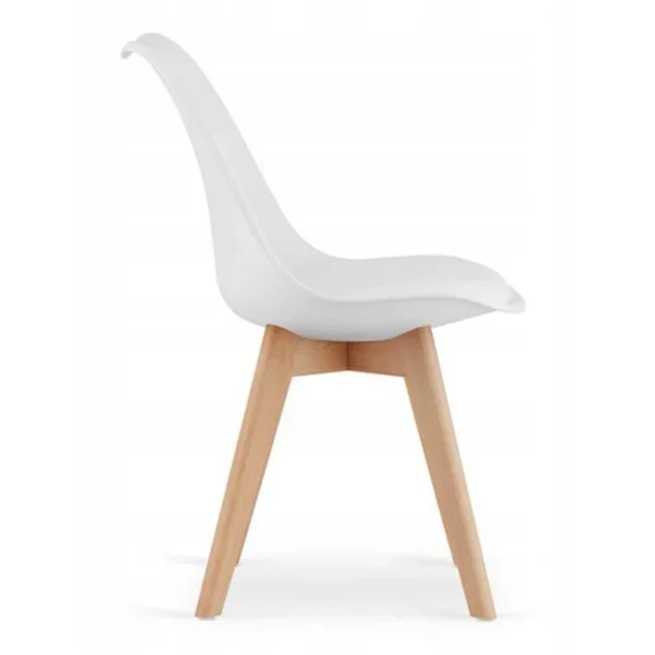 Scaun bucatarie/living, Artool, Mark, PP alb, picioare lemn natur, 49x43x82 cm