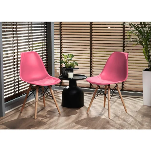 Scaun stil scandinav, Jumi, Eva, PP, lemn, roz, 46x52x81 cm