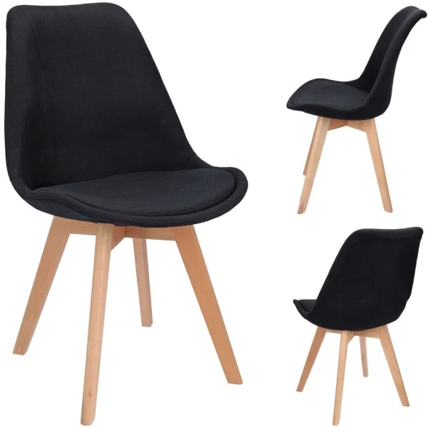Scaun bucatarie/living, stofa, lemn, negru, 49x55x82 cm, Alta